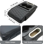 Priprilod Car Center Console Armrest Pillow, Leather Memory Foam Car Armrest Cushion with Cup Holder & Phone Holder, Universal Armrest Storage Box Protector for Most Vehicles, Car Accessories (Black)
