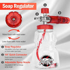 BEAR FORCE Pressure Washer Stainless Steel Foam Cannon Foam Generator with 1/4” Quick Connector & 1.25mm & 1.10mm Orifice Nozzle, 360° Adjustable Thicker Snow Foam with 32 oz Soap Car Wash