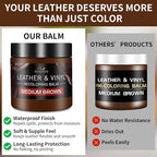 Leather Recoloring Balm with 100ml Mink Oil, Medium Brown Leather Repair Kit and Scratch Remover for Furniture, Car Seats, Sofas, Dye & Restorer for Couches, Vinyl, PU, Faux