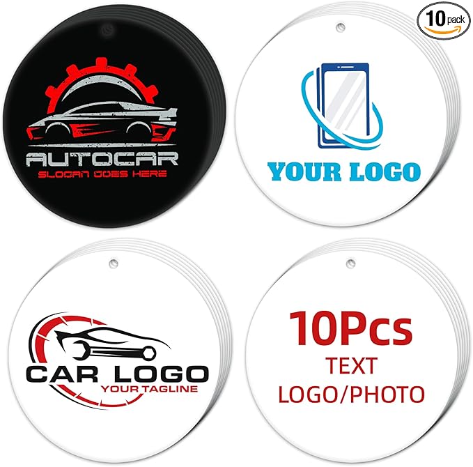 10-1000PCS Customize Photo Car Air Freshener with Logo, Personalized Air Freshener with Pictures, Custom Business Logo Items, Custom Gift for Car Dealerships, Customer Loyalty Gifts