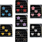 4PCS Car Air Vent Clips with Fragrance Pads, Cute Flower Car Air Fresheners Vents Clips Diamond Vent Clip Auto Interior Decor Charm Bling Auto Accessories Decoration for Women (Pink)