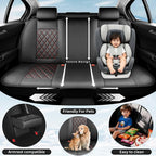 Fit HRV Car Seat Covers Compatible with Honda HRV 2016-2025 2026, Premium Leather Breathable, Wear Resistant, Airbag Compatible, All-Weather Protection & Full Coverage, Full Set Red Line Black