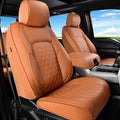 Huidasource Tacoma Car Seat Covers, 360° Full Coverage Waterproof Leather Cushion Cover Fit for Toyota Tacoma 2016-2023 SR SR5 Limited TRD Sport/Pro/Off Road All Cab Front Row(Front Pair/Brown)