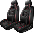 Car Seat Cover for Ford Explorer 2000-2025, Waterproof Durable Compatible Airbag, Premium Leather Seat Protector(2 Seats Luxury,Black Red)