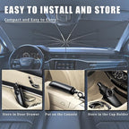 JDDRY Car Front Windshield Sun Shade with Pull Cord, Umbrella Sun Shade for Windshield, 2024 Upgrade Car Umbrella Sunshade, MPV (150x95cm/59x37.4)