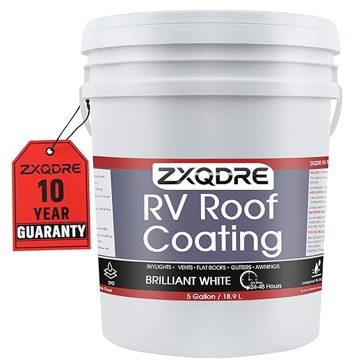 RV Roof Sealant - Professional Flexible Waterproof RV Roof Coating Solar Reflective White Paint for Rubber EPDM TPO Fiberglass Aluminum Camper, Trailer, RV Repair (5 Gallon)