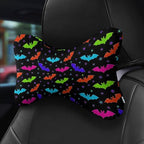 Car Neck Support Pillow 2 Pcs for Neck Pain Relief, Compatible with Halloween Cool Bats Bone Shape Headrest Pillow for Car Seat with Soft Memory Foam