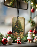 Vintage Christmas Berry Car Air Freshener 4 Pcs, Winter Bell Xmas Tree Snowman Santa Hanging Air Freshener for Cars Closet Drawer Books, Rustic Christmas Car Accessories Mirror Decor for Women