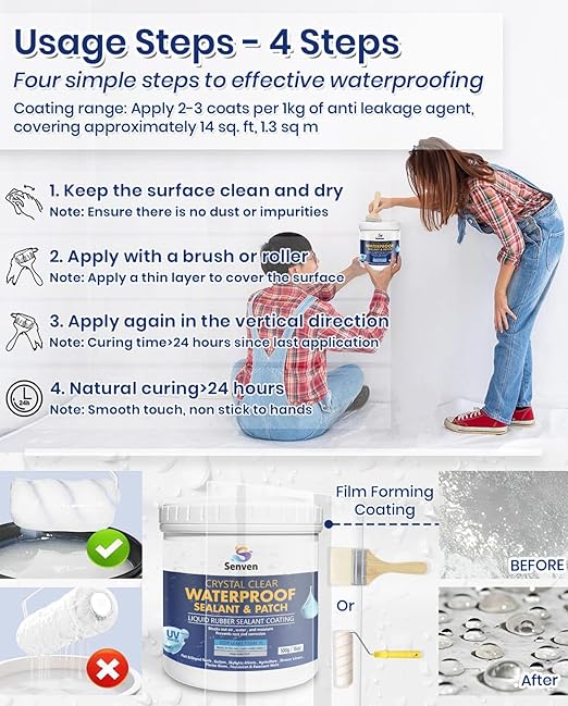 Transparent Waterproof Sealant Waterproof Coating 16oz Invisible Waterproofs Agent Indoor & Outdoor Waterproofs Sealant Clear, Roofs, Walls, Garden, Terraces, Waterproofing Adhesive Glue Water Proof