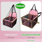 PetsHome Dog Car Seat Foldable Dog Car Booster Seat Waterproof Breathable Oxford Travel Bag for Small to Medium Dogs, Puppies, and Pets-Footprint Pink-Upgrade