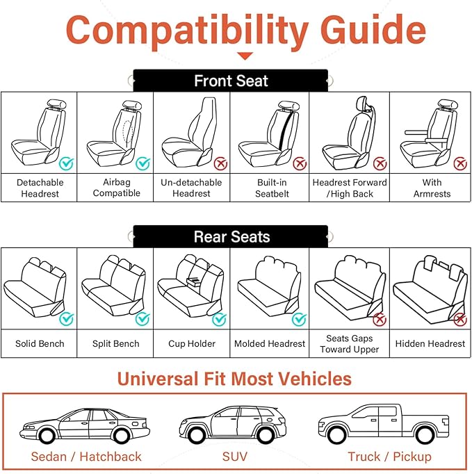 Coverado Front Seat Covers, 2 Pieces Universal Seat Cover for Cars, Breathable Nappa Leather Waterproof Car Seat Cover, Car Seat Protector, Driver Seat Cover, Auto Seat Covers Fit for Cars, Beige