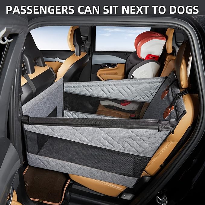 Medium Dog Car Seat,Back Seat Extender for Dogs,Waterproof Large Dog Seat Cover for Backseat, Pet Bed for Car Hammock(Grey-s)
