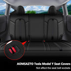 AOMSAZTO Car Seat Cover Fit for Tesla Model Y 2020 2024 - Half Surrounded Customized Seat Covers(Black with Stripe)