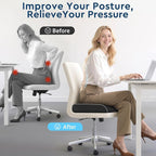 Seat Cushion, Memory Foam Office Chair Cushions for Long Sitting Hours, Chair Pad for Sciatica, Coccyx, Tailbone, Hip Pain & Pressure Relief, Office, Home, Car Seats, Airplane, Black/Large