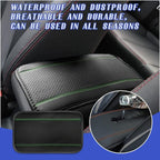 Ziciner Car Center Console Armrest Pad, 12.6X 7.2 Inch PU Leather Waterproof Auto Armrest Seat Box Cover Protector, Universal Car Interior Accessories (Black & Green)
