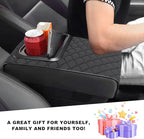 Center Console Armrest Pillow, 14.0"×8.3" Soft Leather Waterproof Armrest Cushion with Cup Holder, Comfy Memory Foam Auto Arm Rest Pad with Storage Bag, Car Accessories (Diamond Pattern)