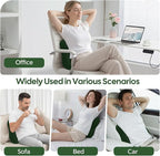 Lumbar Support Pillow for Recliner, Back Support Pillow for Office Chair, Back Cushion with Shredded Foam for Back Pain Relief & Reading, Lumbar Cushions for Couch, Sofa Seat, Car, Green
