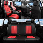 Coverado Seat Covers, Car Seat Covers Front Seats, Car Seat Cover, Car Seat Protector Waterproof, Seat Cushion Nappa Leather with Head Pillow, Carseat Cover Universal Fit for Most Cars (Black&Red)
