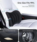 Wigoo 2026 Lumbar Support Pillow for Car [Ergonomic Design, Pressure Relief] Back Cushion for Driving Seat, Back Support Pillow for Car-Office Chair, Fits All Vehicles (Black 1-Pack)