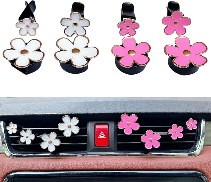 8pcs Cute Five-Petal Flower Car Air Vent Fragrance Clip Daisy Car Air Freshener Air Conditioning Outlet Clip Car Inter Decor (blue red, Ocean)