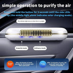 Solar-Powered Car Air Purifier with USB Charging & Ozone Odor Elimination - Portable HEPA Filter-Free Ionizer for Pet Odors, VOCs - Compact, Silent, Best for Car Use (8820 white)