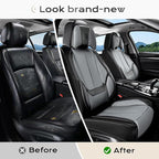 Coverado Seat Covers, Car Seat Covers Front Seats, Car Seat Cover, Car Seat Protector Waterproof, Seat Cushion Nappa Leather with Head Pillow, Carseat Cover Universal Fit for Most Cars (Black&Gray)
