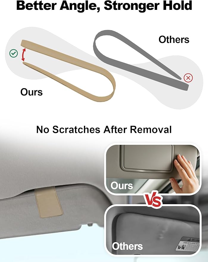Patented Car Air Freshener Visor Clip, Compatible with Drift Air Freshener, Premium Leather, Gentle on Sun Visors, Ideal for Modern & Electric Vehicles, Khaki (Clip Only)