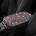 Bling Bling Auto Armrest Console Cushion, Leather Luster Crystal Arm Rest Padding Protective Case Diamond Car Decor Accessories for Ladies