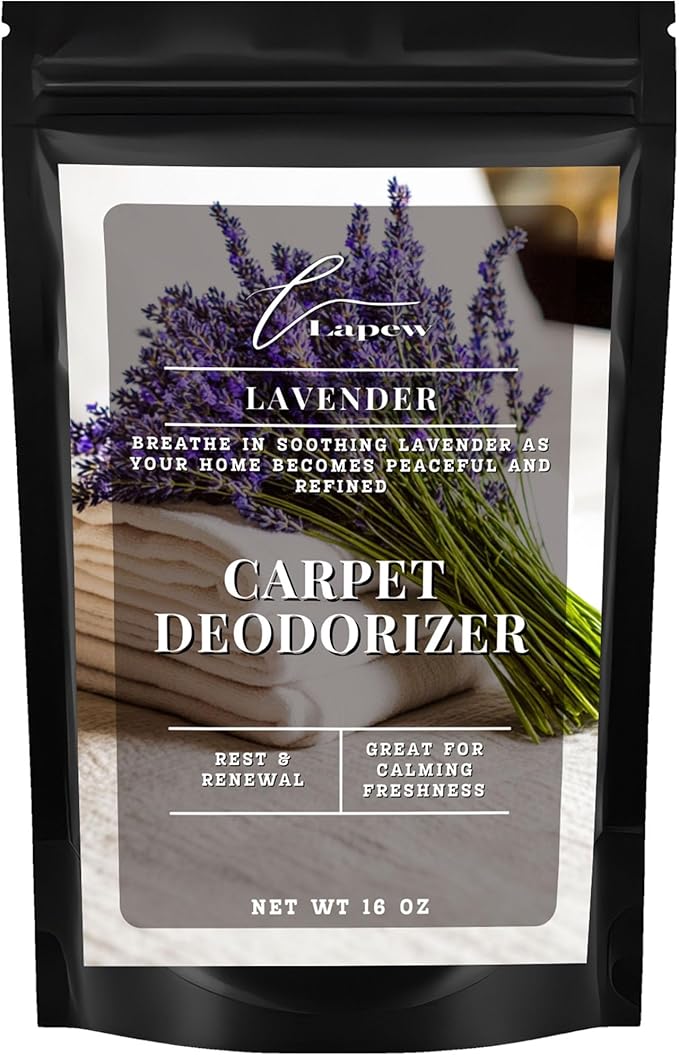 Lapew Lavender Carpet Deodorizer Powder - Pet Safe Freshener for Vacuuming | Scented Odor Eliminator for Home | 16 oz