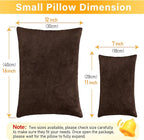 2 Pack Small Pillow, 16 X 12 Inches, Memory Foam Mini Pillow for Travel, Camping, Sleeping, Nap and Neck, Knee, Lumbar Support, Tiny Cushion for Pet, Dogs (Brown)