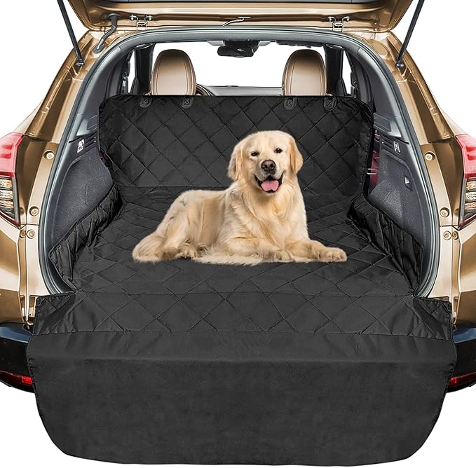 Veckle Extra Large SUV Cargo Liner for Dogs 106", Foldable Cargo Cover for Full-Size SUVs & Minivans, Waterproof Pet Trunk Mat with Bumper Flap, Non-Slip, Black