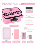 ANZOME Large Smell Proof Storage Bag, Lockable Travel Organizer Case with 3-Digit Combination Lock, Activated Charcoal Odor Control, Waterproof Zipper Pouch with 7 Accessories, Pink