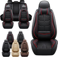 Leather Car Seat Covers Fit for Toyota Highlander 2001-2024, 5 Seater Car Seat Cover, Premium Waterproof, Scratch Resistant Car Interior Accessories (Full Set with Pillow Black Red)