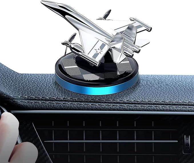 [ Military-Grade Fighter] Car Air Freshener, Alloy Solar Rotating Car Essential Oil Diffuser with Cologne Natural Plant Essential oil, Car Aromatherapy Decorations (Blue Base)