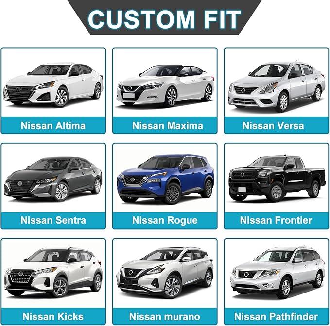 GIANT PANDA Front Seat Cover for Nissan, 3D Air Mesh Car Seat Covers Custom Fit Nissan Rogue Altima Sentra Versa Kicks Frontier Murano Pathfinder Maxima Black+Gray 2-Seat