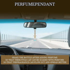 4Pcs Hanging Car Air Freshener, Empty Glass Perfume Bottle Pendant with Wooden Cap, Refillable Drift Freshener Diffuser for Essential Oils - Car Accessories for Women Men-Cylindrical