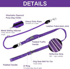 6FT Heavy Duty Dog Leash for Small Medium Large Dogs, Tangle Free Reflective Dog Training Leash with Double Handle, Seat Belt Buckle & Poop Bag Holder (Purple)