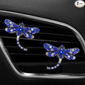 2PCS Bling Dragonfly Car Air Vent Clips, Crystal Rhinestone Car Air Conditioning Outlet Clip, Universal Cute Vehicle Interior Diffuser Decoration Accessories for Women(Blue)
