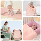 SERAPHY 2-in-1 Muslin Baby Car Seat Cover & Nursing Cover, Soft Lightweight Breastfeeding Cover for Boys and Girls,Breathable Canopy for Infant Carseat & Stroller for Summer—Love