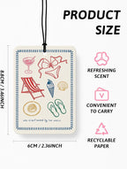 Trendy Preppy Beach Car Air Freshener 4 PCs, Girly Coastal Hanging Air Freshener for Cars Closet Drawer Books, Preppy Beach Car Accessories Mirror Decor for Women