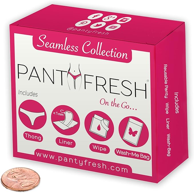 4in1 Essential Hygiene Kit Includes Seamless Thong Underwear, Fresh Wipe & Panty Liner - Accidents Travel Toiletry Kit On-the-Go Period Kit