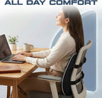 Teemtan Lumbar Support Pillow for Office Chair & Car, Ergonomic High-Density Memory Foam Back Cushion with Cooling Breathable Cover, Adjustable Strap for Lower Back Comfort and Posture, Black