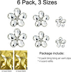 6 Pack Bling Bling Crystal Car Air Fresheners Vent Clips for Women, Bling Car Vent Clip with Reuseable Scent Refills, 3 Sizes (Silvery)