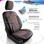 Premium Car Seat Covers Front Seat - Linen Car Seat Cover for SUV, Cars, Most Pickups, Smoke Grey-Red Stitching, Car Seat Protector, Car Seat Covers Front Seats, Car Seat Protector