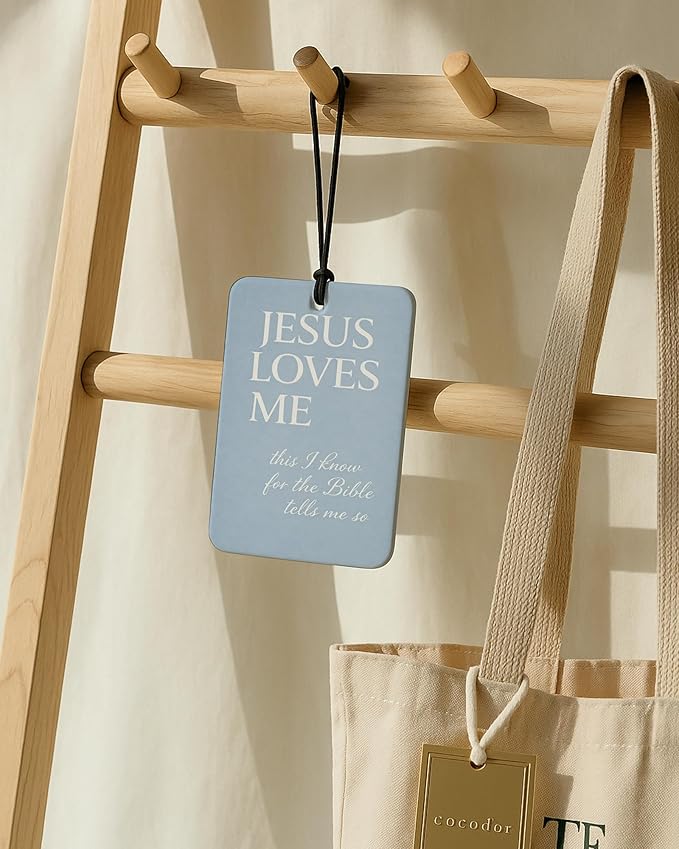 Blue Christian Car Air Freshener 4 Pcs, Preppy Blue Butterfly Tulip Religious Bible Verse Hanging Air Freshener for Closet Drawer Books, Girly Christian Car Accessories Mirror Decor for Women