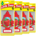 LITTLE TREES Car Air Freshener I Hanging Tree Provides Long Lasting Scent for Auto or Home I Strawberry, 6-Packs (4 Count)