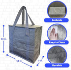 DURASACK Medium Insulated Food Delivery Bag – 13"x7"x13" Reusable Thermal Tote for Hot & Cold Meals – Portable, Foldable Meal Carrier for Takeout, Grocery, and Personal Use