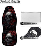 ELEQIN Gothic Raven Skull Car Seat Covers Two Front Only for Car, Automotive Interior Covers, Quick Setup Universal Fit Seat Covers for Car, Truck, SUV