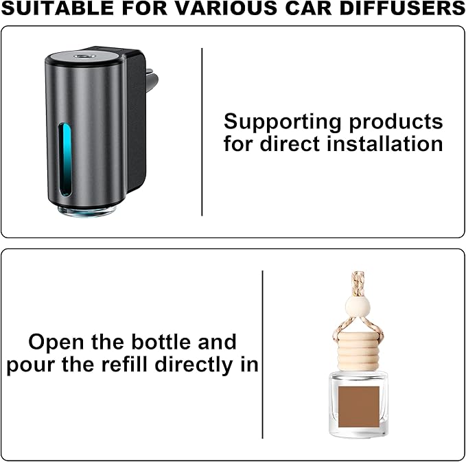 Smart Car Air Freshener Refill-8 Pcs Essential Oil, Car Air Freshener Diffuser Refill, Aromatizante para Carro Refill Long Lasting (8 Ocean)