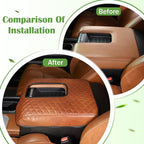 LLKUANG Car Center Console Armrest Cover Pad Fit for Toyota Tundra 2007-2021 Waterproof Leather Seat Armrest Box Cushion Pad Protector (Brown)